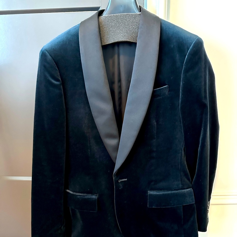 New w Tags J Crew Ludlow satin shawl-collar velvet blazer Black Mens 36S K1528